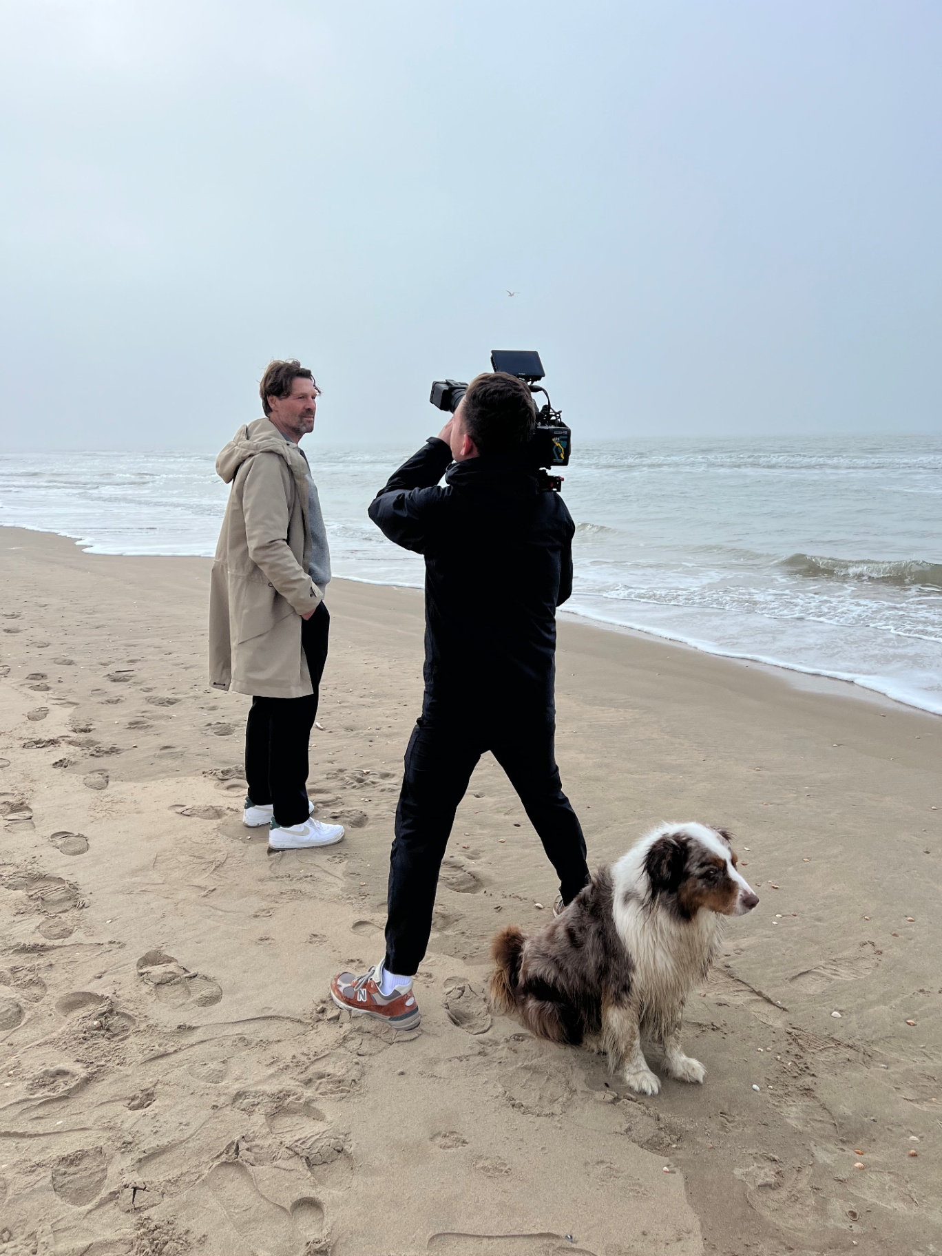 Filming on the beach